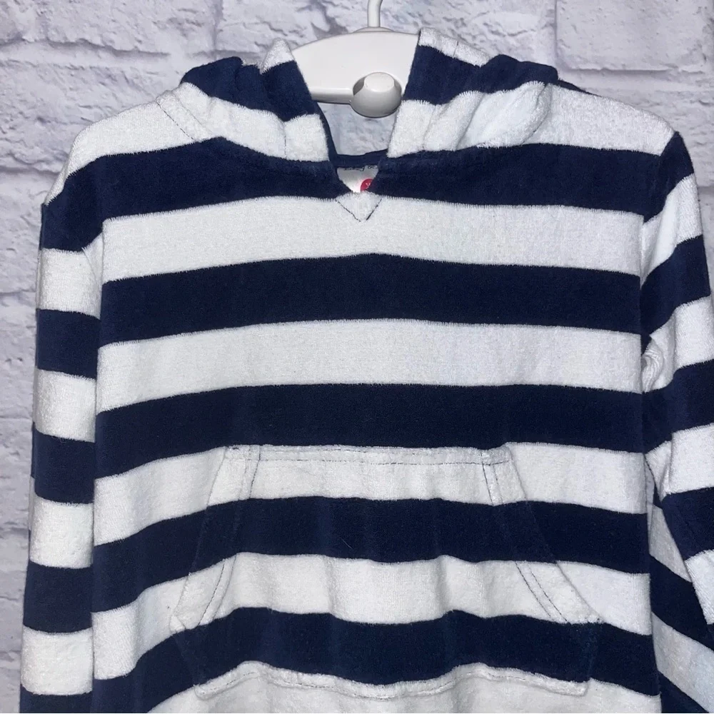 Lily and Dan kids swim hooded  cover up  blue white striped Boys or Girls XS 4-5